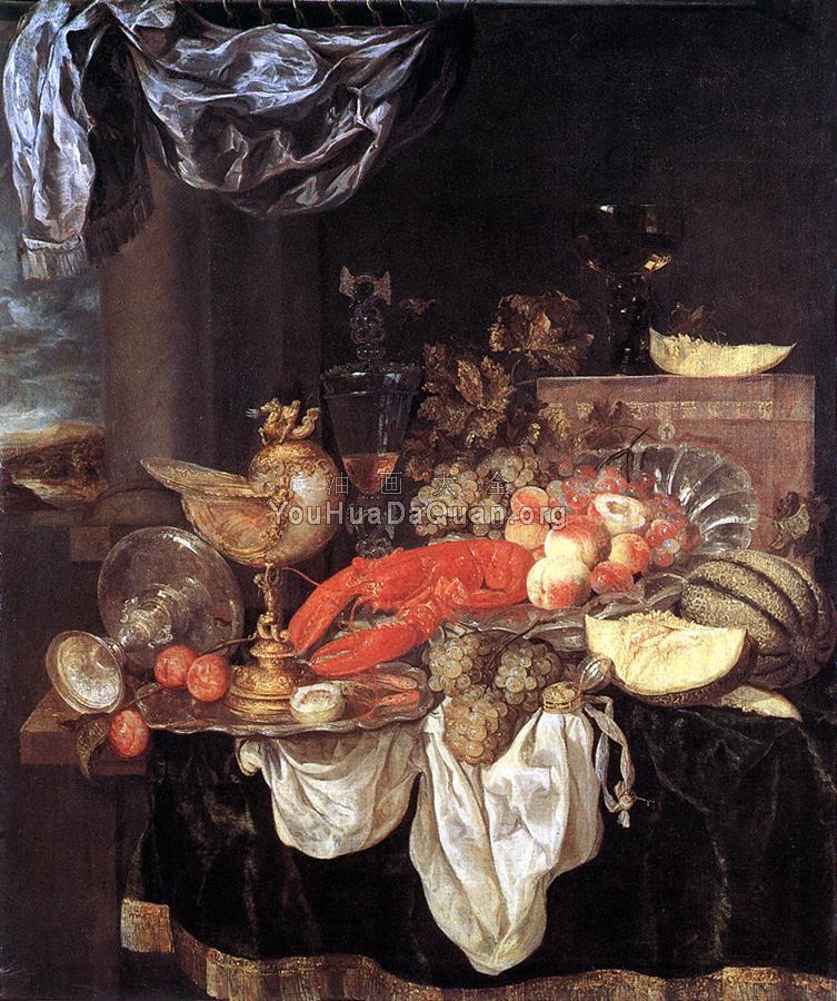 Large Still-life with Lobster - 亚伯拉罕·凡·贝叶林